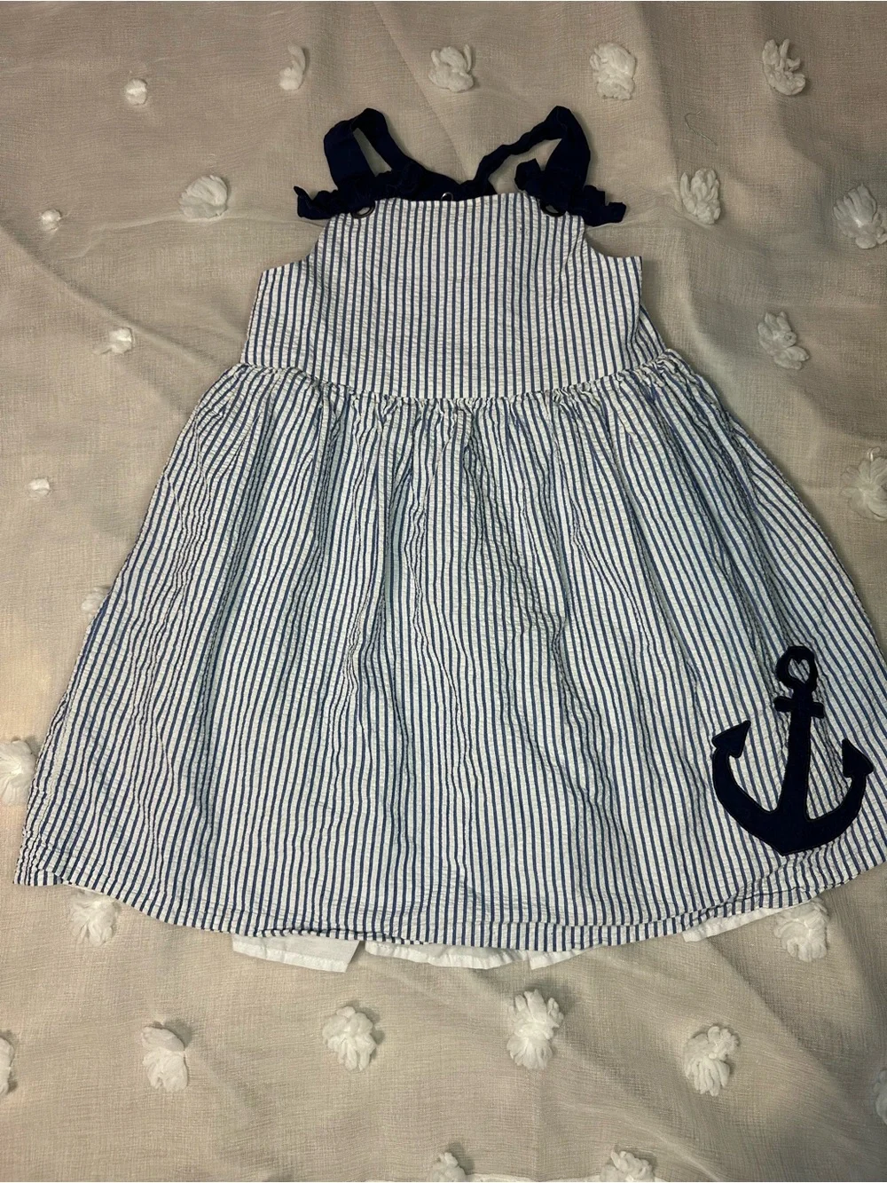 Tahari White & Navy Striped Anchor Sundress for Girls
